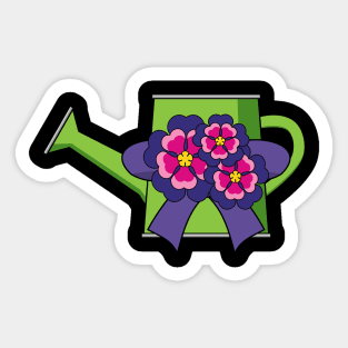 Cute Watering Can with Flowers Bouquet Sticker